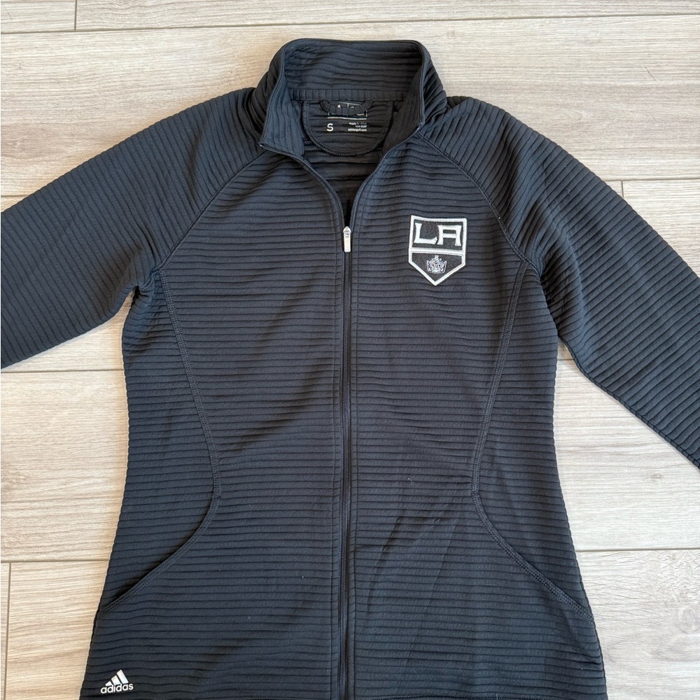 Adidas Women's Black Ribbed Full-Zip Jacket